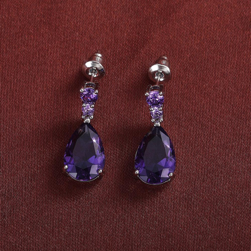 Cao Shi Teardrop Zircon Dangle Earrings - Fashionable European and American Style