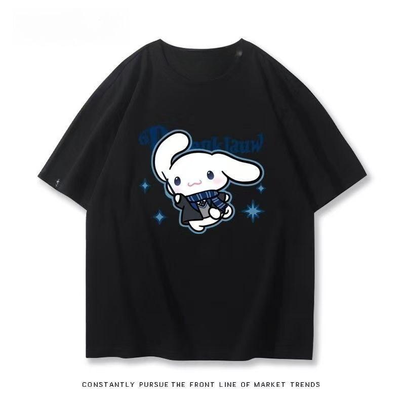 

Sanrios 2026Summer New Collection Cinnamoroll Cartoon Print Pure Cotton LooseFitting Breathable Womens ShortSleeved TShirt S