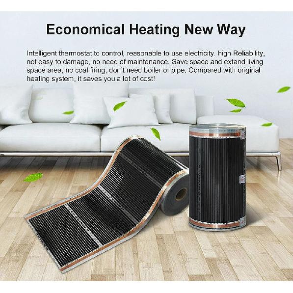 MINCO HEAT Alle Größen 400W/m² Infrarot-Heizfolie Warme Matte für Fußbodenheizungssystem Hohe Temperatur