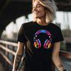 Kopfhörer T-Shirt für Mädchen/Damen/Damen Hip Hop Outfit Stylische Musik Tops-