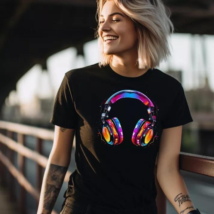 

Headphones T-Shirt for Girls/Women/Ladies Hip Hop Outfit Stylish Music Tops- 4XL