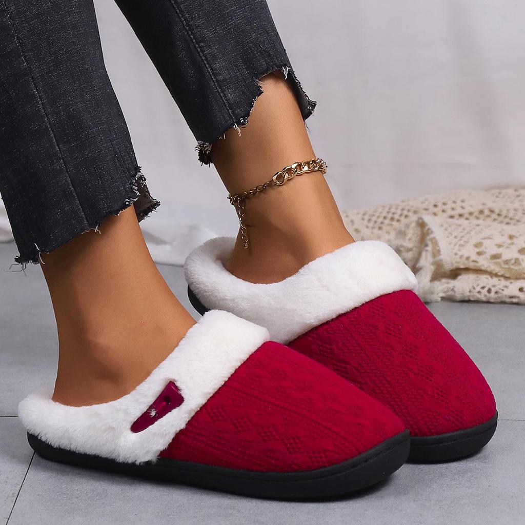 Unisex Thick-Soled Non-Slip Furry Indoor Slippers