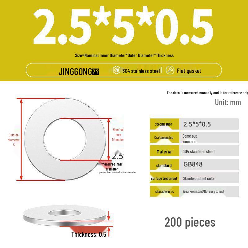 Zesílená plochá podložka/distanční kroužek z nerezové oceli 304 M4 M5 M6 M8