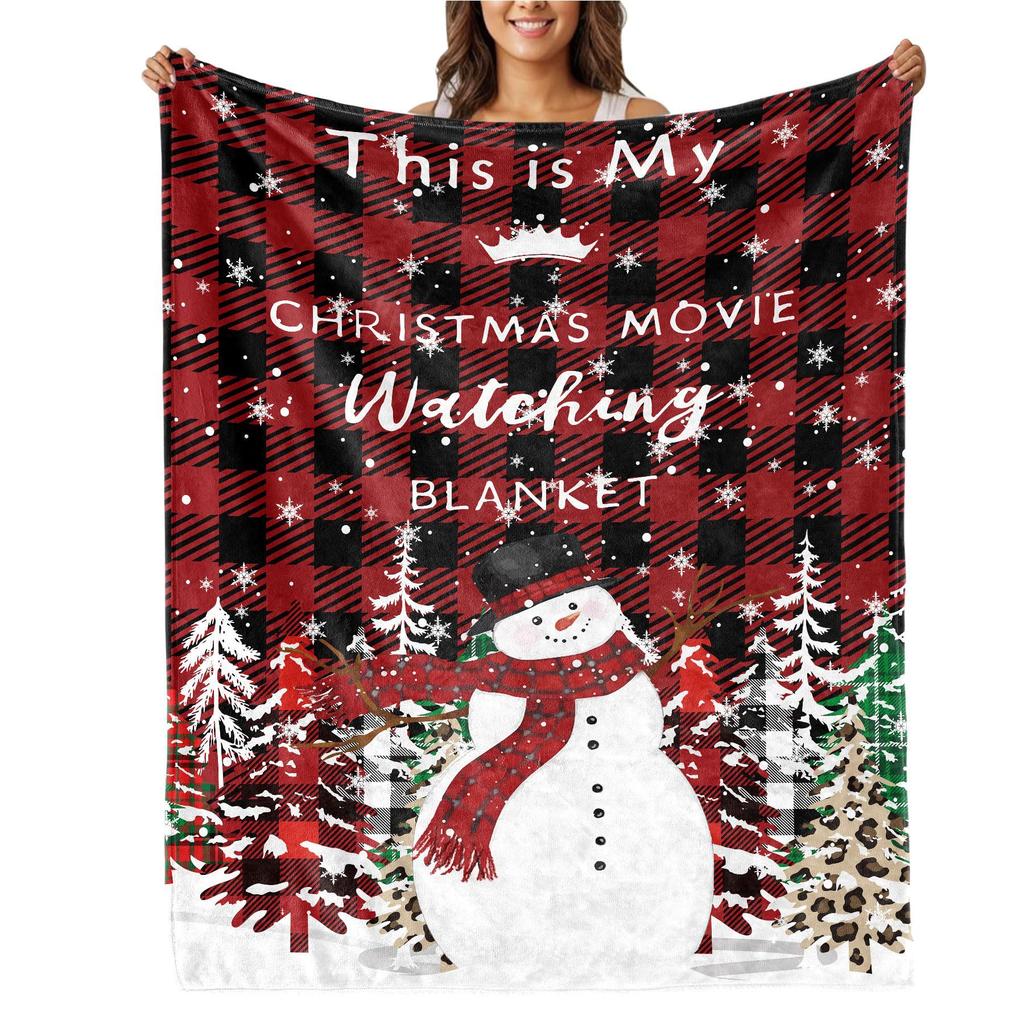 Christmas Snowman Series Digital-printed Polyester Bedroom Velvet Flannel Cover Blanket Fleece Soft Sofa Cover Blankets for Beds