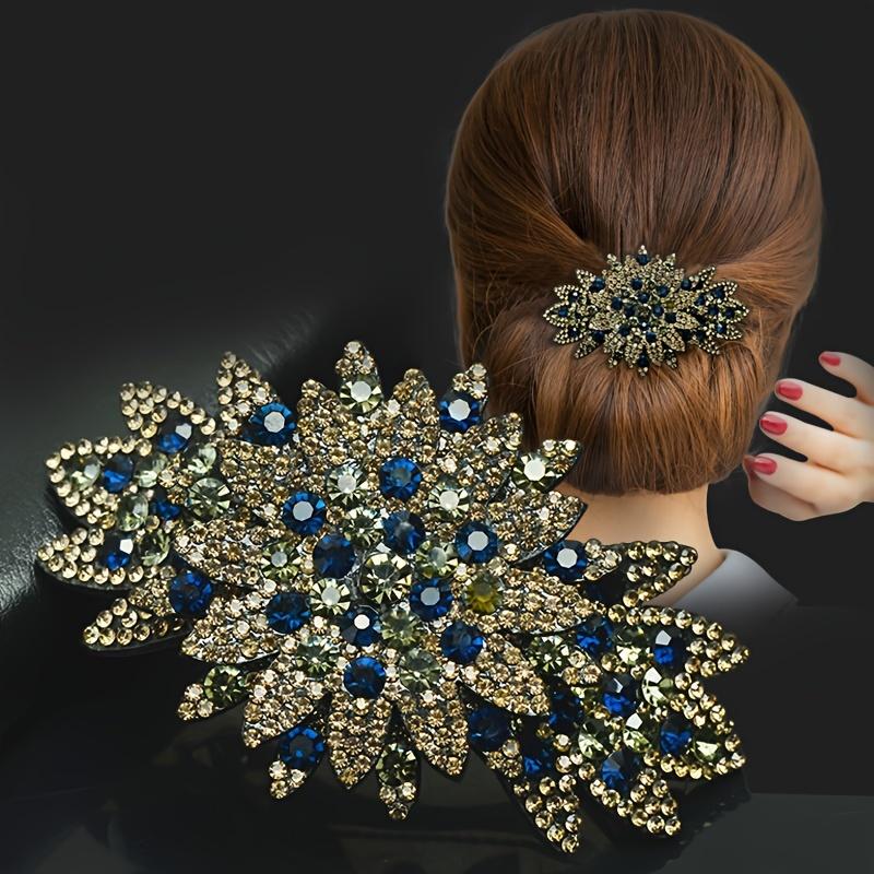 

Vintage Minimalist Rhinestone Ponytail Clip Large Hairpin Accessory