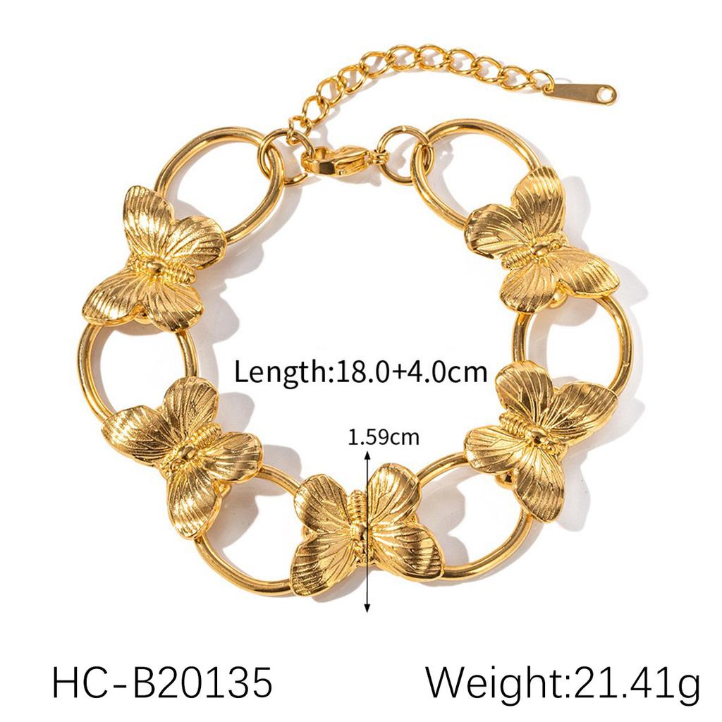 Titanium Steel Bead Chain Necklace with Butterfly Pendant Elegant Jewelry for Women