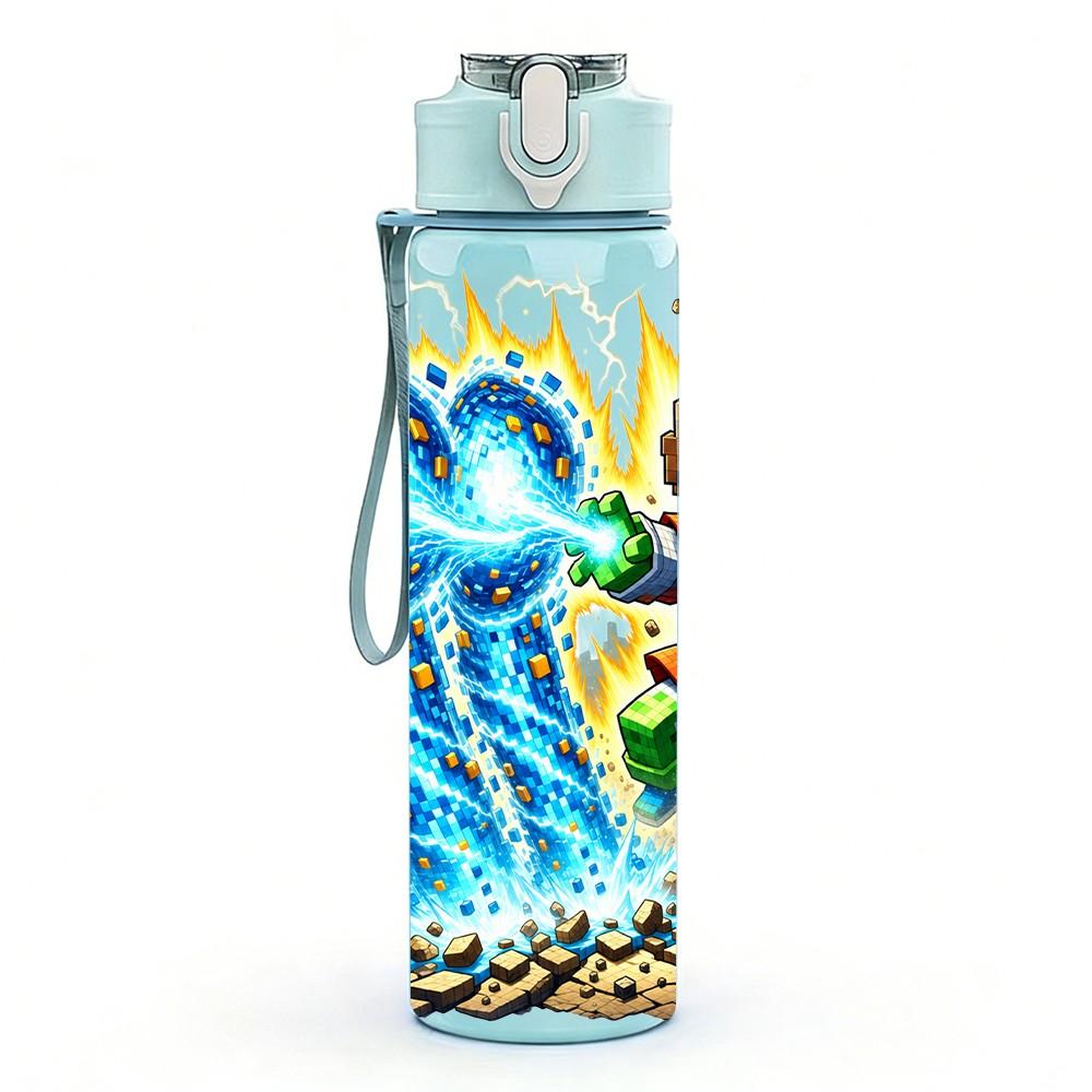 1PC Lightning Super Hero Scene 750ml Color Plastic Sports Water Bottle Leakproof Flip Straw Lid Suitable for Sports Office Home Use