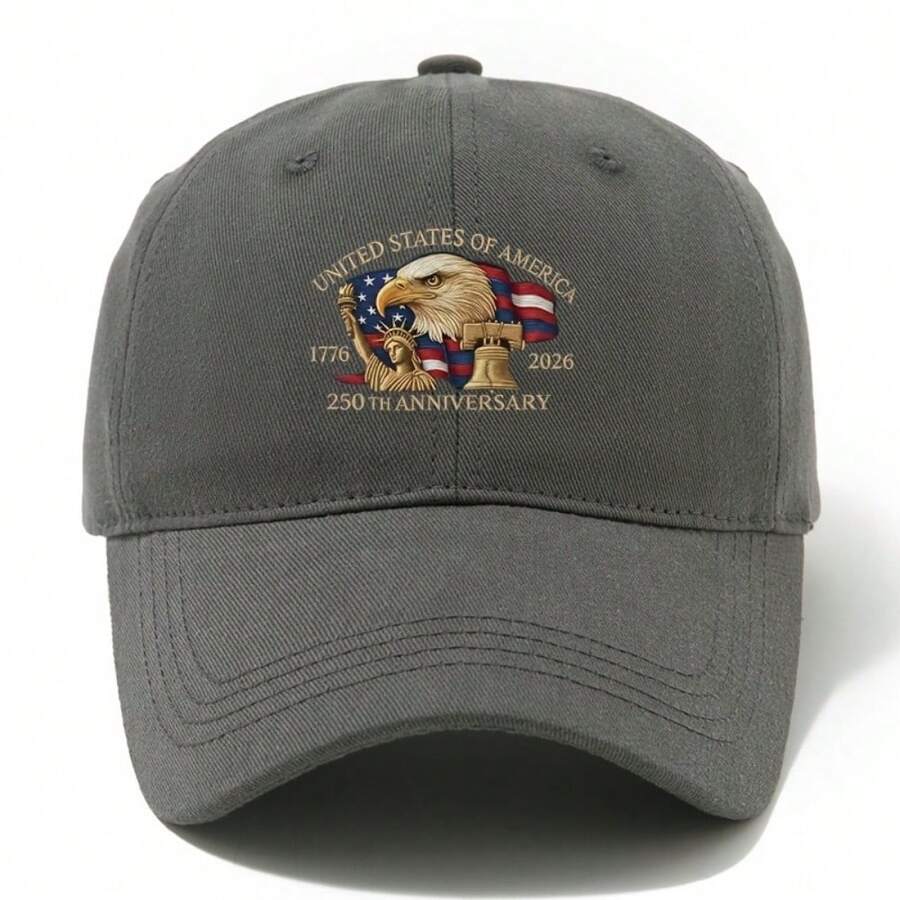 Unisex Polyester Baseball Cap With USA 250th Anniversary Eagle Print For Outdoor Travel Camping