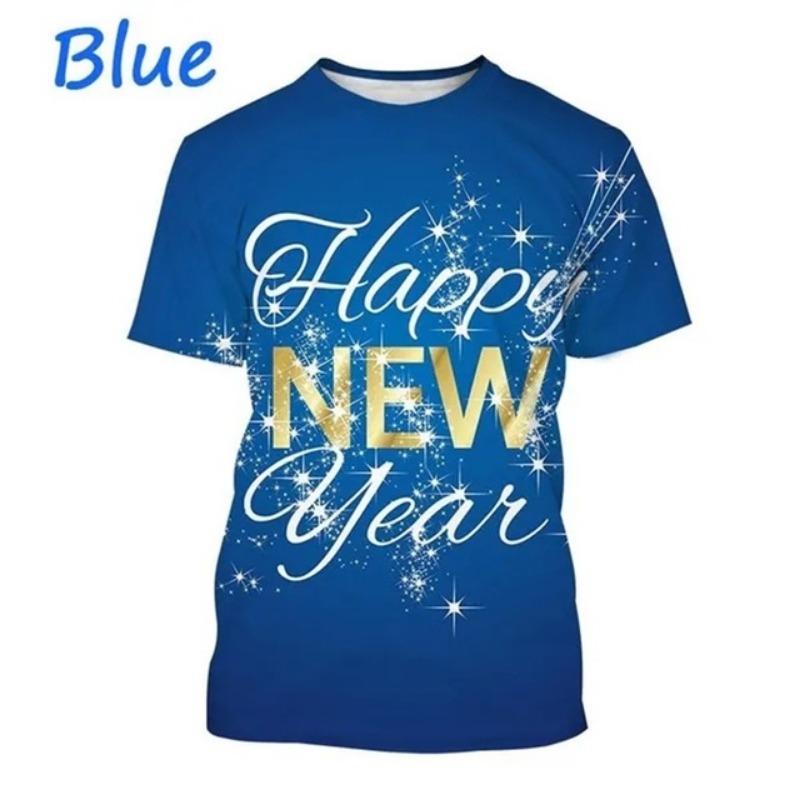 3D Tištěné Tričko Šťastný Nový Rok Pro Muže Ženy Osobnost Festival Nový Rok Tričko Topy Ležérní Oversized Trička Streetwear