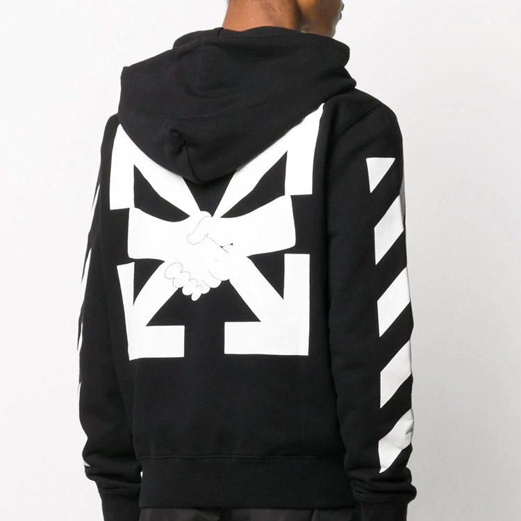 OFF WHITE Felpa con zip e cappuccio Slim Fit Arrows Diag OMBE001F20FLE0071001