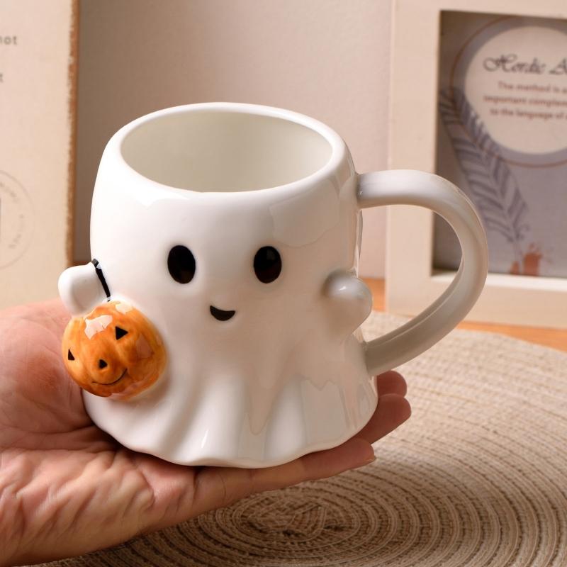 Scary Specters Shape Ceramic Mugs 600ml Large Capacity Halloween Innovative Gift for Home Office Use
