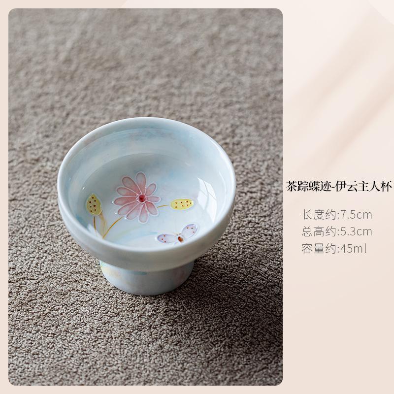 

45ml Hand-painted Floral High Foot Teacup Creative Tea Bowl Single Cups Tea-tasting Fragrance Cup Chazhan Master Cups For Tea
