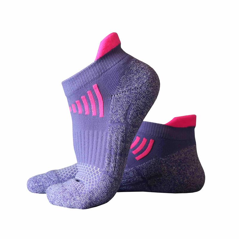 Women's Color Block Anti-Wear Thickened Sport Socks - Breathable Mesh Terry Short Crew for Running