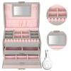 Three Layer Jewelry Storage Box PU Leather Necklace Rings Earrings Holder OrganizerGray