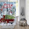 Christmas Shower Curtain Fireplace Gifts&Socks New Year Holiday Bathroom Decor Red Shower Curtains for Christmas Bathroom Sets