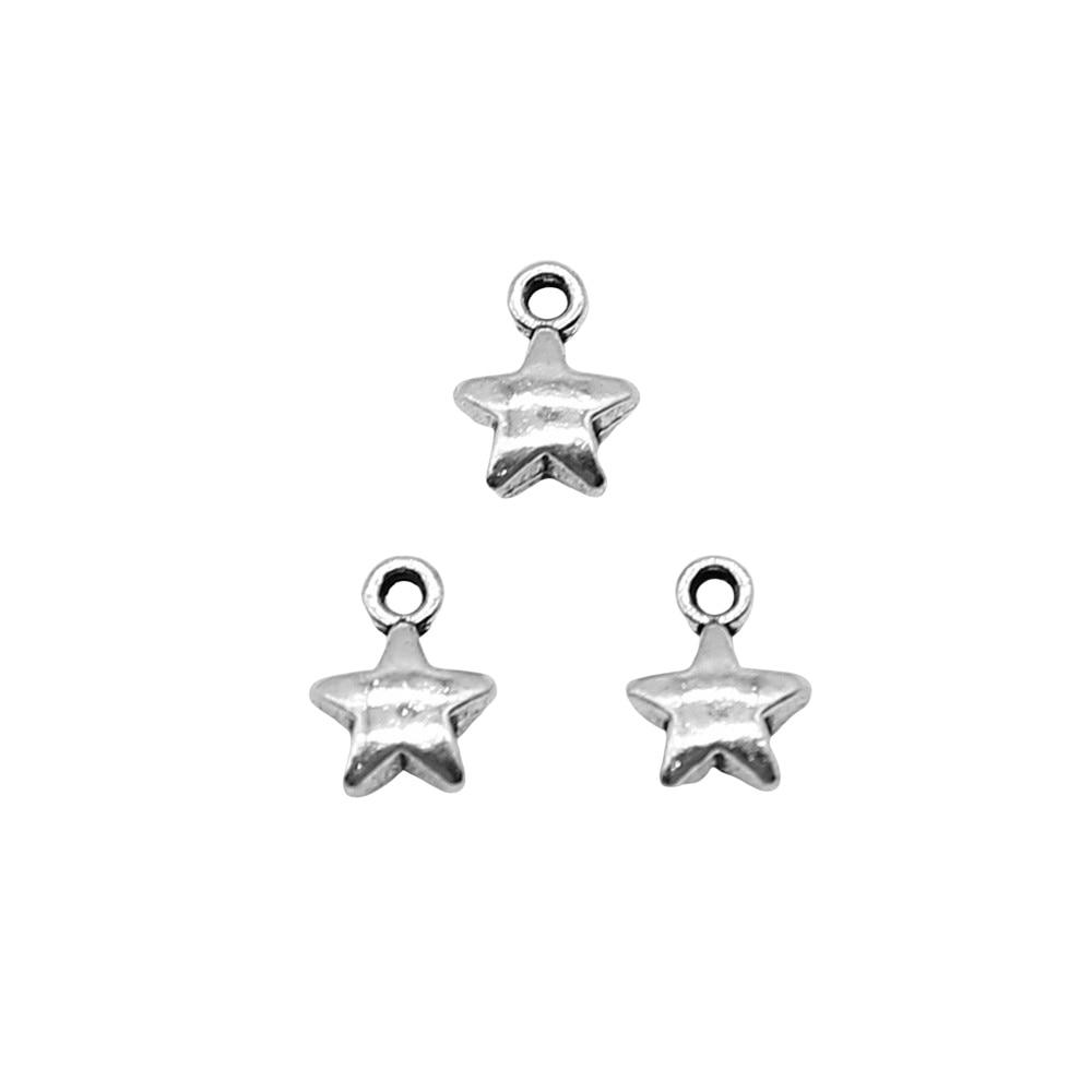

40шт Маленькие Подвески-Пентаграммы со Звездами Подвески Античное Серебро Цвет Цинковый Сплав 6X8мм