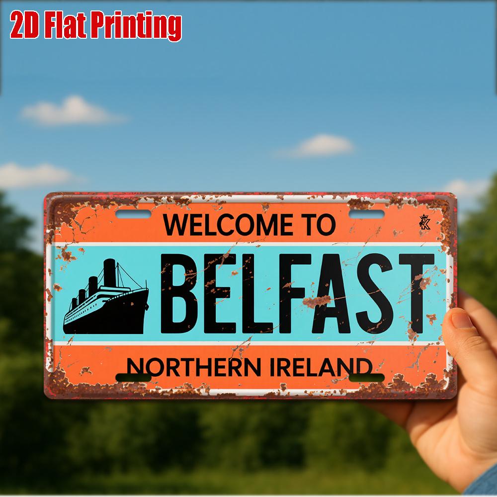 

D Flatpc Vintage Metal Sign for Decorationg Only Decorative Sign (cm cm) WELCOME to BELFAST Aluminum Sign 15x30cm(5.9x7.8inch)