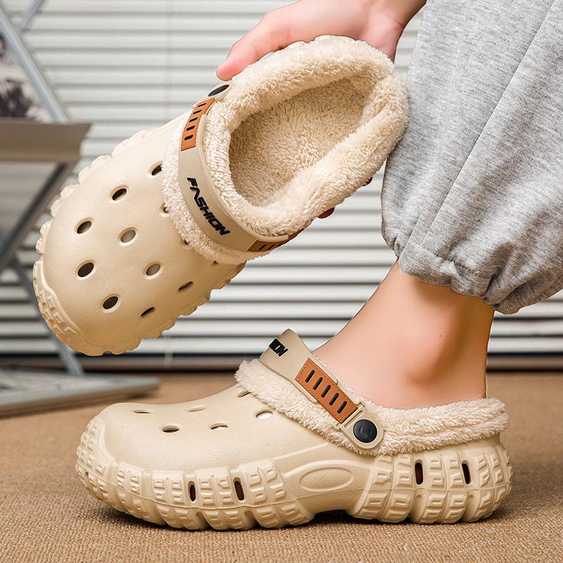 Cotton Slippers For Men And Women, Suitable For Outdoor Wear In Winter , New Indoor Home Warm Thick-Soled Couple'S Plush-Lined Closed-Toe Cotton Shoes