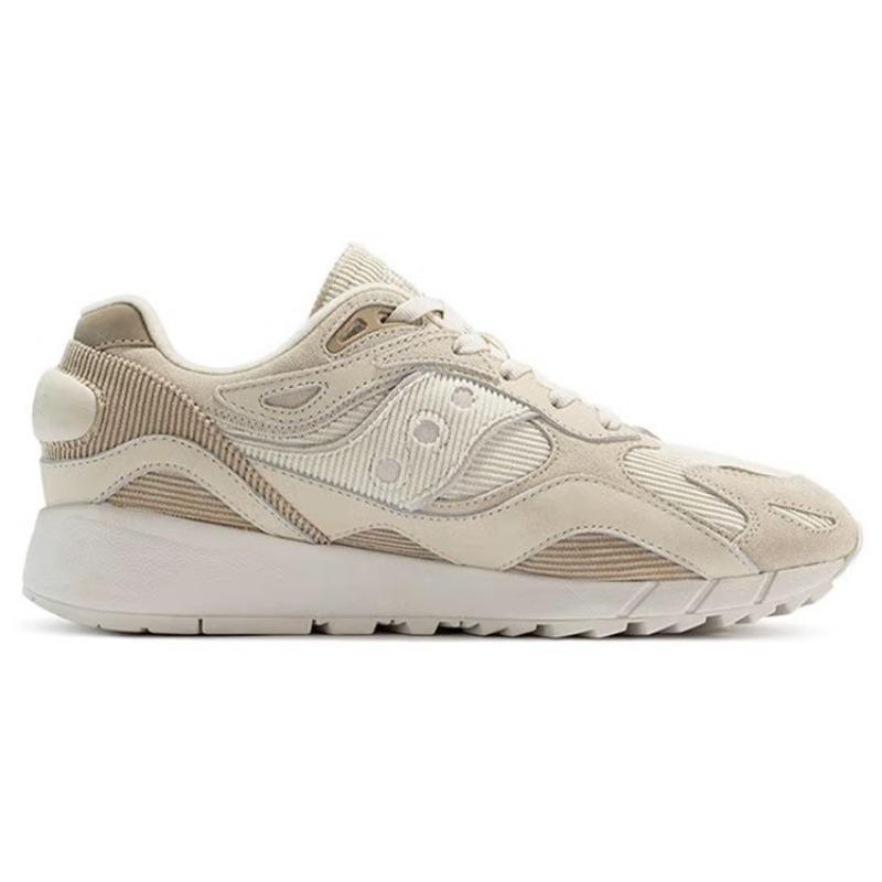 Saucony Dow 6000X unisex low-top retro casual running shoes khaki brown cushioned slip-resistant wear-resistant fabric leather upper S79027-1