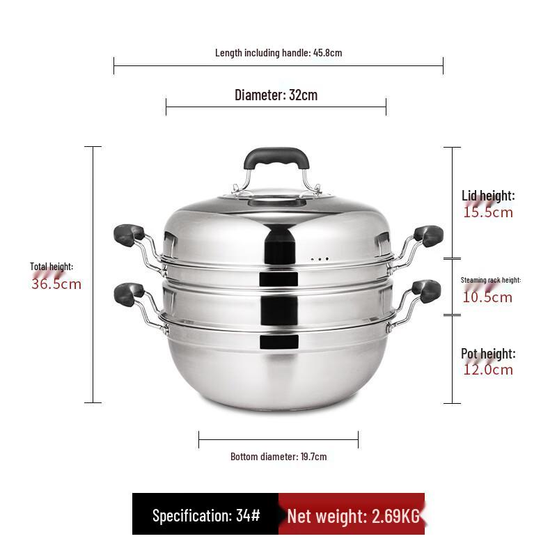 Liliang 34CM Stainless Steel Multi-Cooker Wok