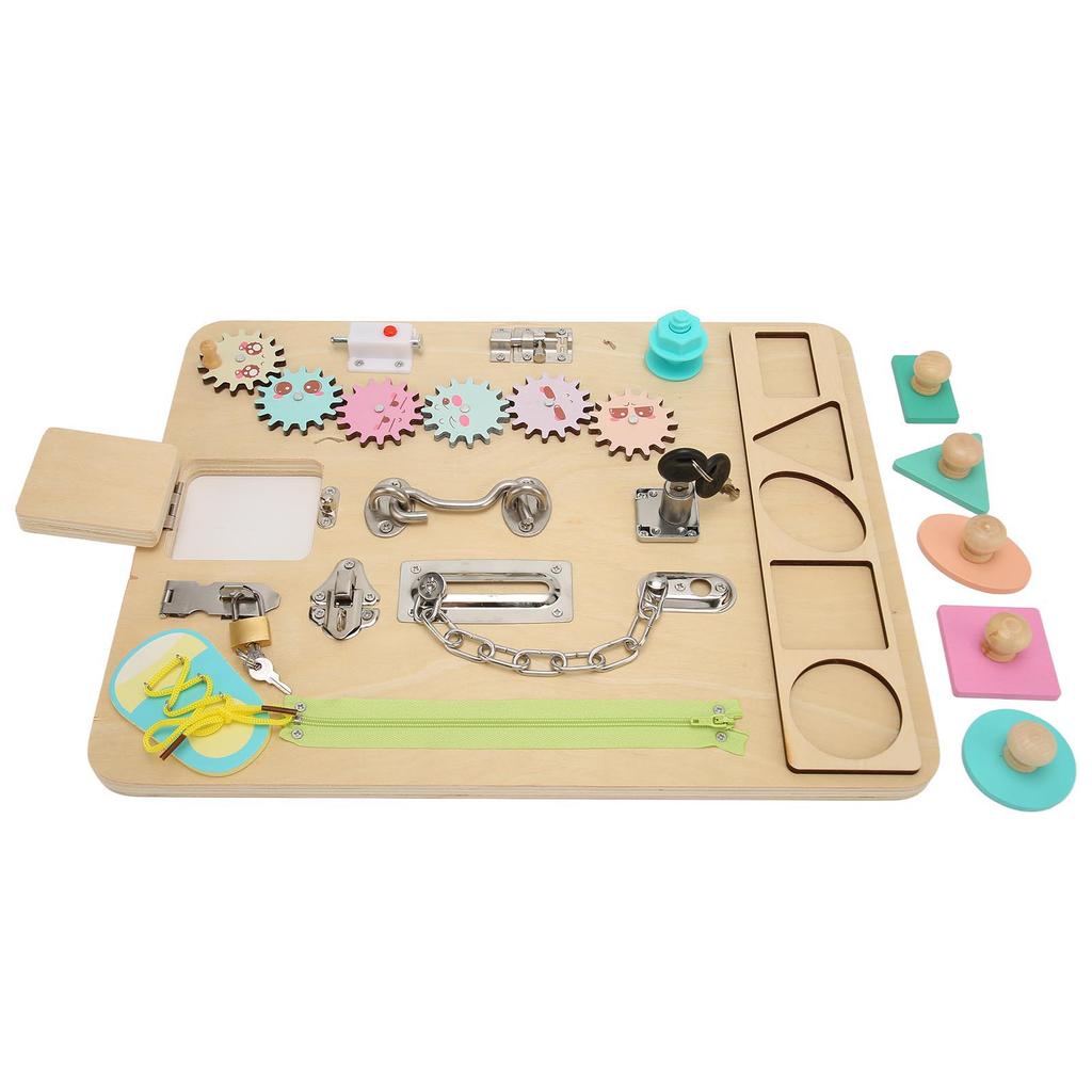 Toddler Skill Board Unlocking Theme Hand Eye Coordination Thickened Wood Sensory Board for Education