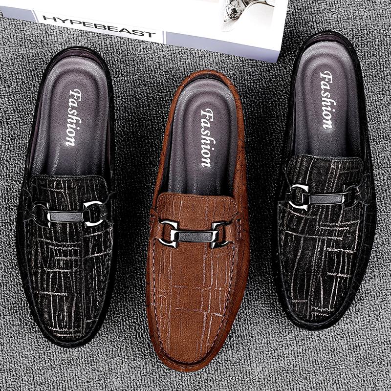 Модные летние дышащие мужские полутапочки без каблука — фото 6