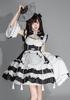 YZZYQQ Maid Cute Black and White Outfit with Gothic Alice in Wonderland Princess Classical and Plus Size Maid Size S Costume, Cosplay, Ribbon, Lolita,