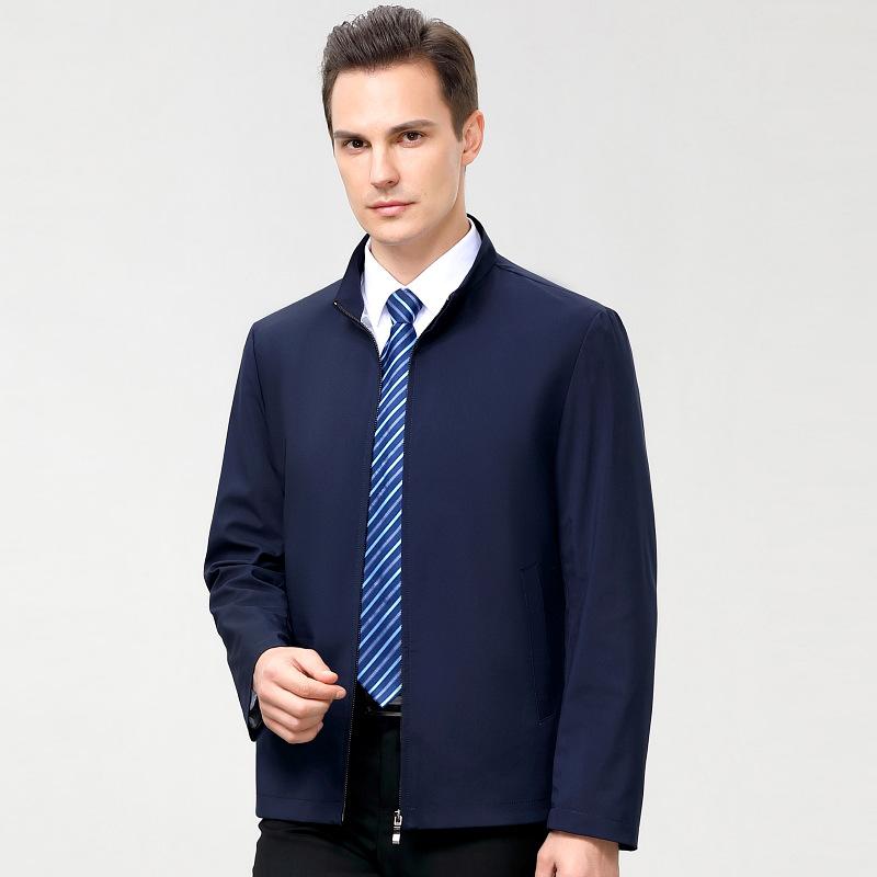 

Spring and Autumn New Jacket Men s Solid Color Stand Collar Middle-aged and Elderly Versatile Zipper Dad Jacket Coat Thin Top 165