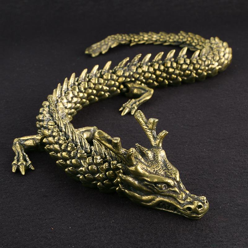 1Pcs Moveable Body Joints Antique Alloy Lucky Dragon Desktop Office Crafts 3D Dragon Statue Ornament Home Decoration Gifts