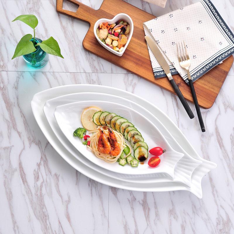 

Luxurious Gold-Trimmed Ceramic Fish Plate - Elegant, Large, and Versatile for Home Cooking and Dining.