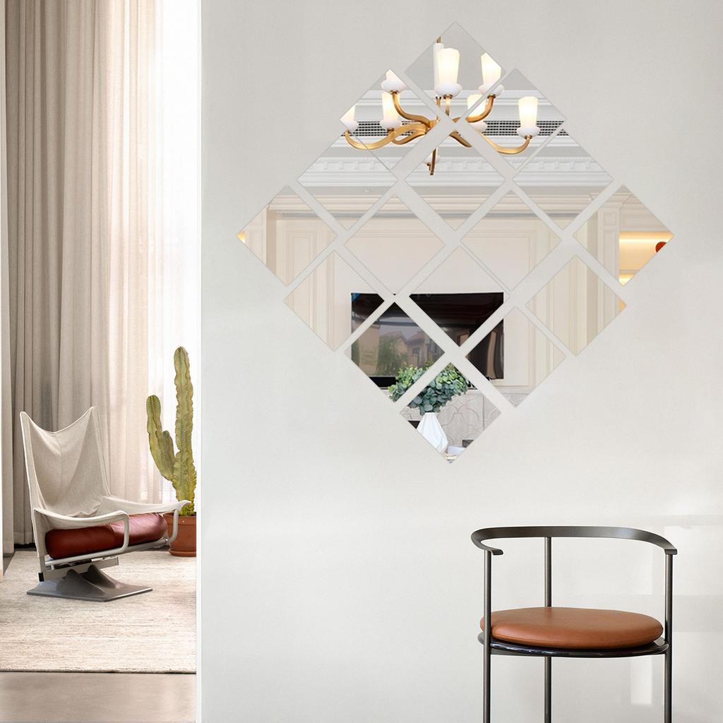 10 to 40Pcs Square Acrylic Mirror Wall Sticker Self-Adhesive Mirror Stickers Living Room Decoration Removable Mirror Sticker