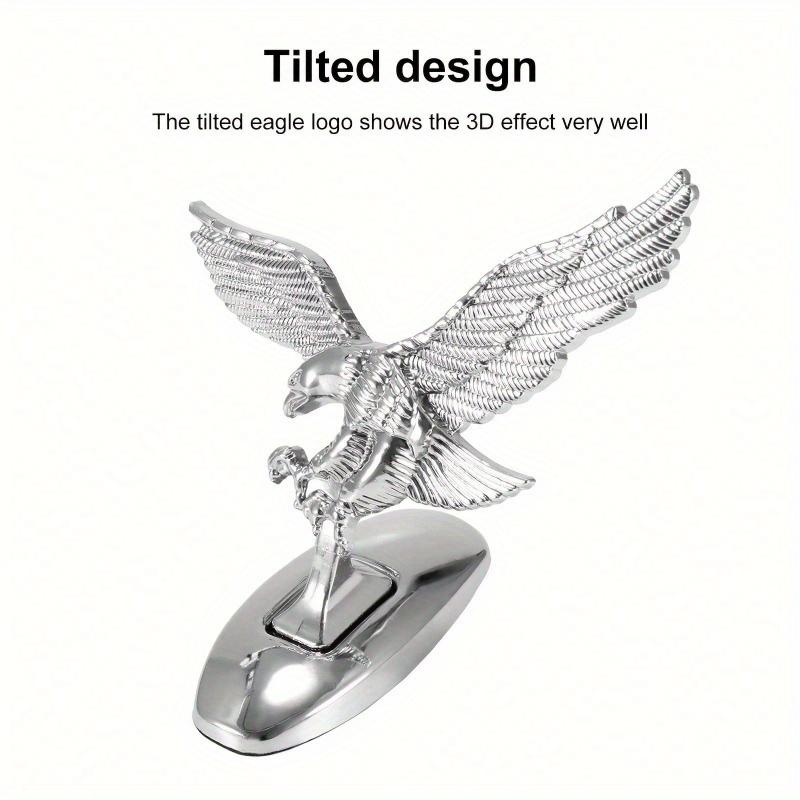 1pc Silver Eagle Shaped Car Ornament with Waterproof Self-adhesive and Rustproof Engine Hood Eagle Stand, Chrome Plated Car Decoration