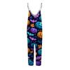 Womens Halloween Print Casual Loose Fit Jumpsuit Spaghetti Strap Wide Leg Romper One Piece Outfit for Everyday Wear