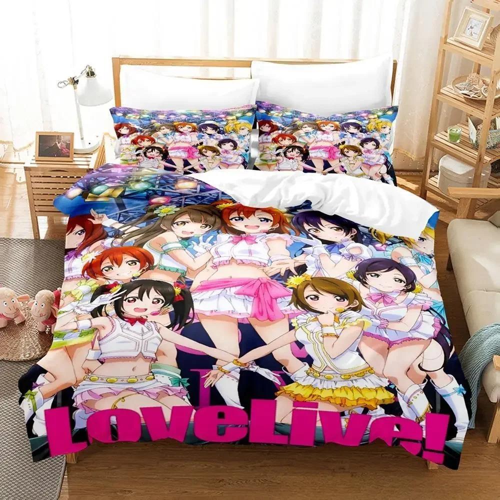 Povlečení Idol Singer Jednolůžkové Dvoulůžkové Plné Queen King Size Ložní souprava Pro dospělé Dětská ložnice Sady povlečení s 3D potiskem Anime Love Live!