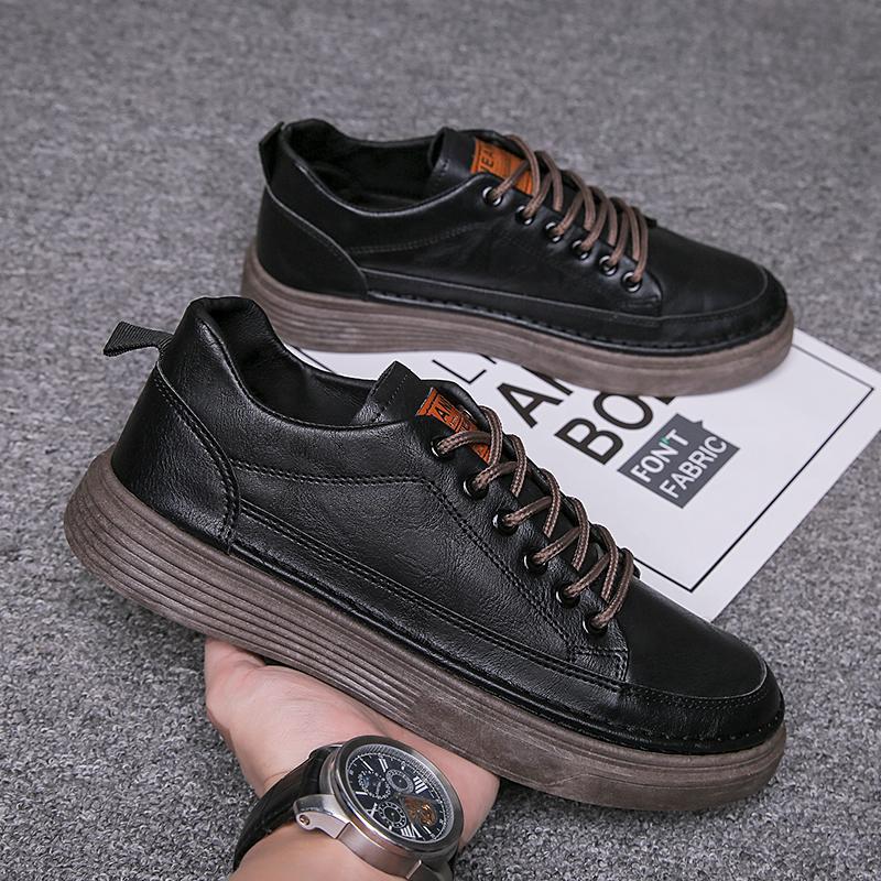 

2025 весна повседневные четыре сезона мужская обувь новая повседневная платформа круглый носок обувь на доске универсальная модная обувь модная повседневная мужская обувь 44 черный коричневый