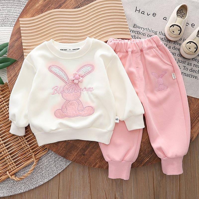 

Adorable Pink Floral Bunny Two Piece Set For Toddler Girls Aged 1 To 4 Years Pink Floral Set,80cm/31.50in