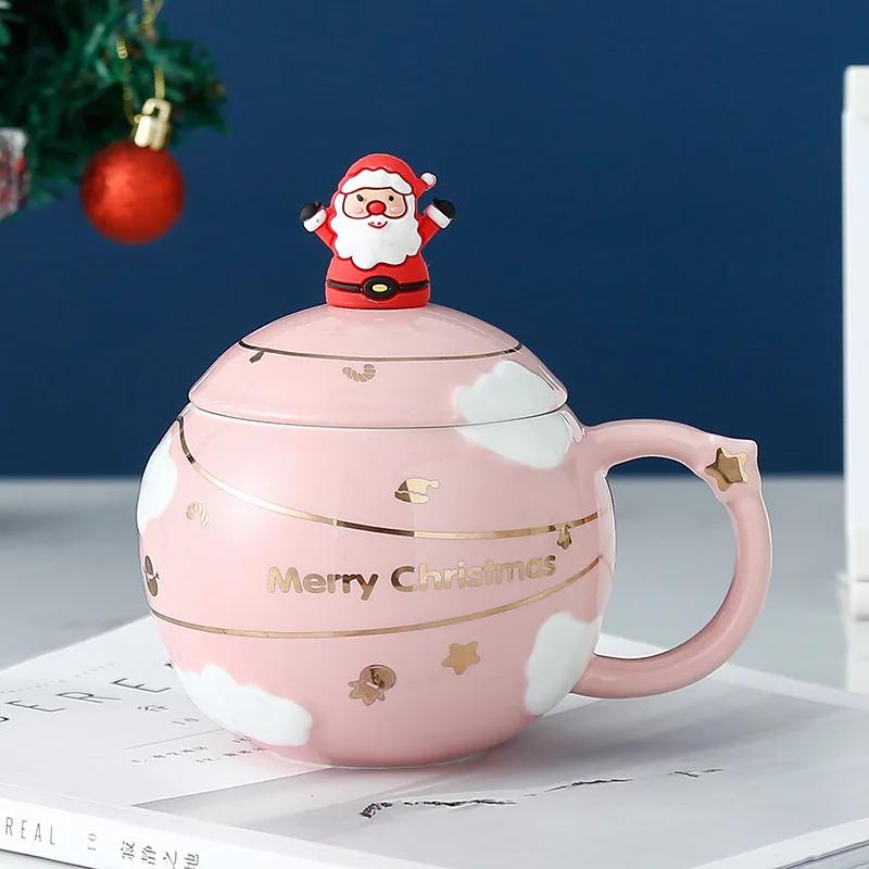 450 ml Leuke Kerst Koffie Mok Met Lepel Keramische Astronaut Vorm Melk Koffie Cup Festival Dárek Kerstman Thee Cup Nordic Mok