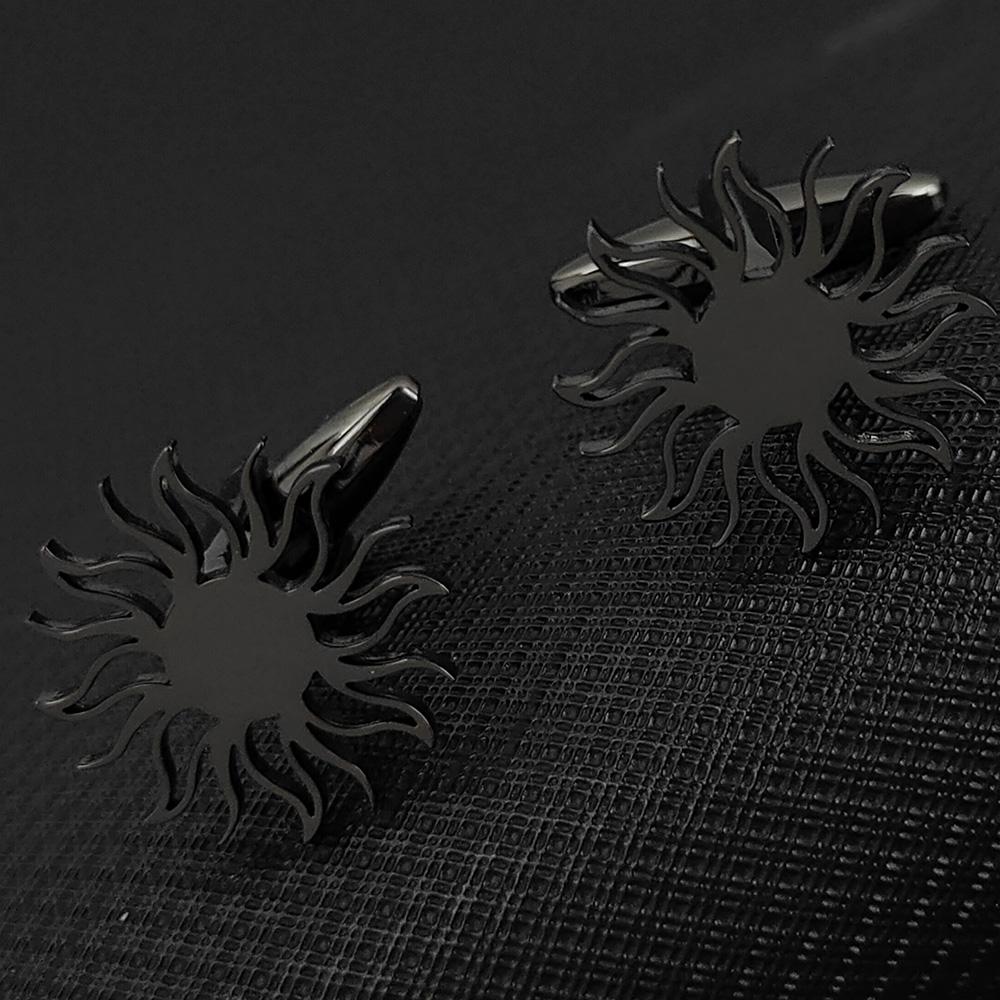 Men's Cufflinks Gold Color Sunflower Shirt Cuff Link Buttons Fashion Stainless Steel Jewelry Accessories Groomsman Wedding Gifts