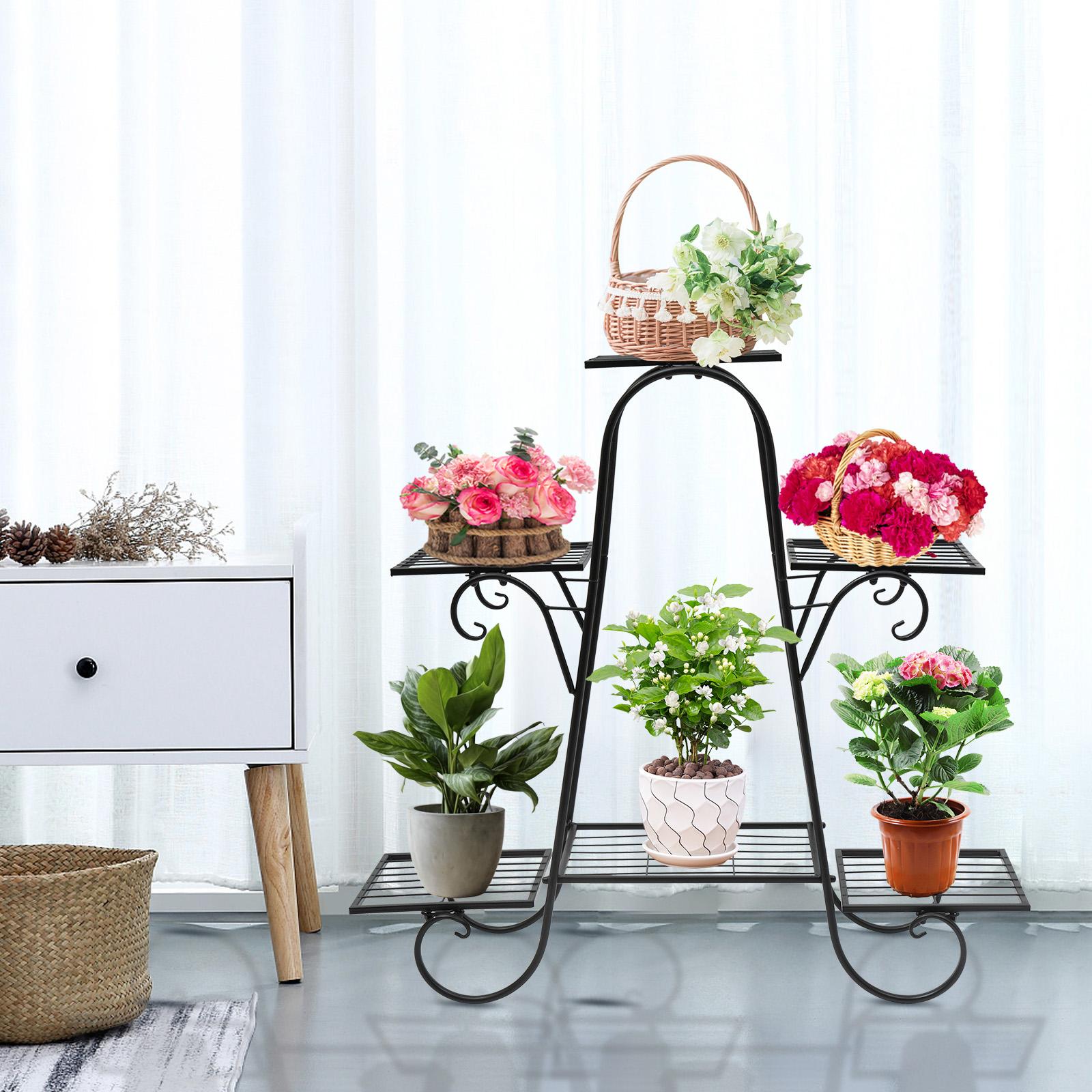

Modern Nordic Style Iron Square Plant Stand, 6-Tier Black Baking Lacquer Shelf, Holder for Plants Decor, Max Load 10kg per Tier чёрный