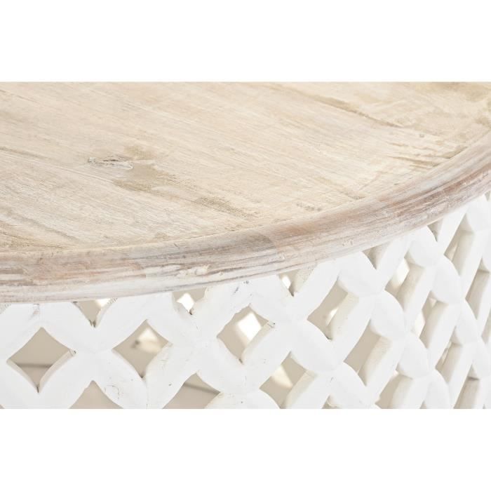 Table basse - 81 cm - Bois de manguier - Couleur: Blanc - Style arabe et indien