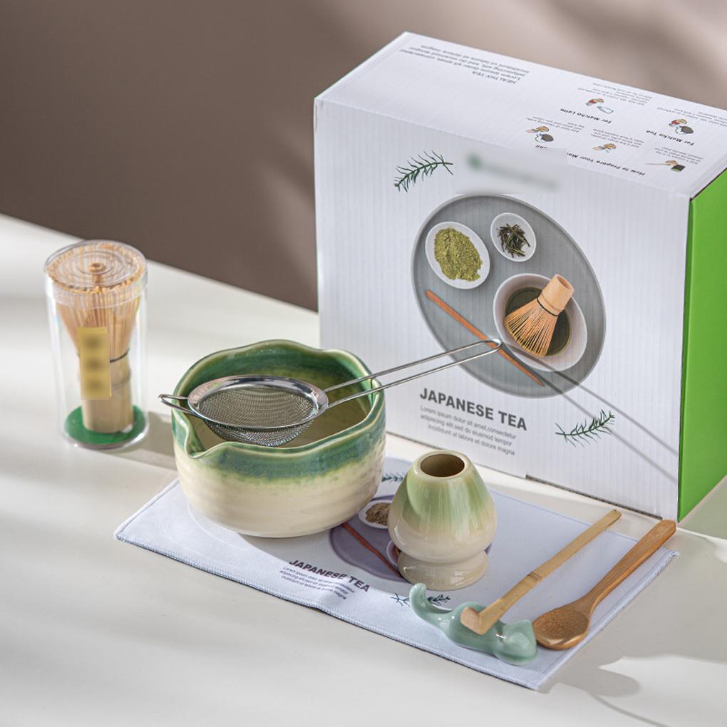 Matcha Set Premium 8PCS Ceramic Bowl & Whisky Japanese Style Matcha Accessories Gift Box Matcha Ceremony Tools Kit for Tea Lover