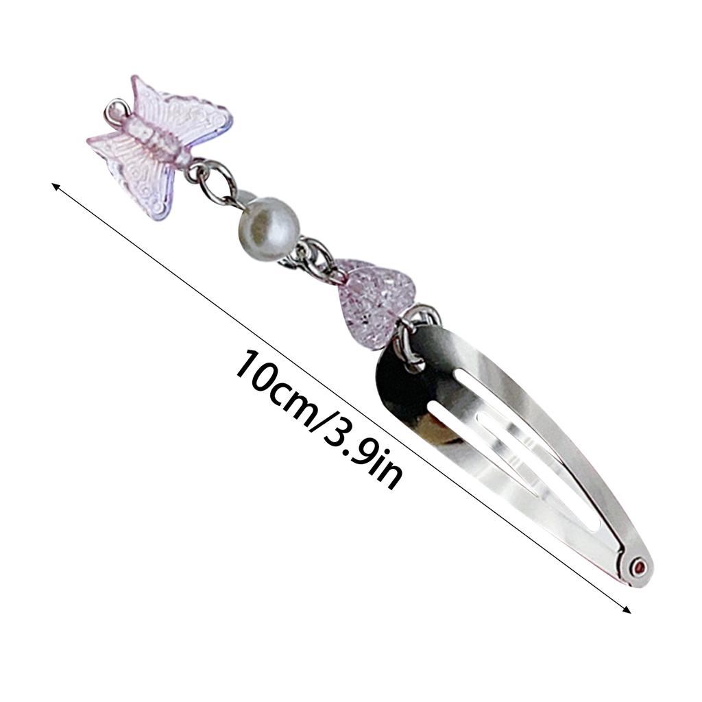 Metallic Style Hairpin for Sweet Girls Cute Butterfly Pendant Charm Hair Barrettes Aesthetics Bangs Hair Accessories