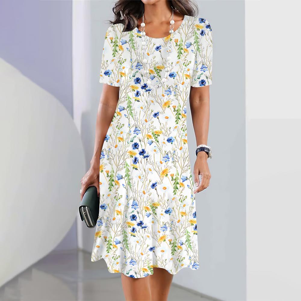 Floral & Botanical Print Women's Dresses Plus Size Elegant Long Dresses Female One-Piece Dress Women Clothing
