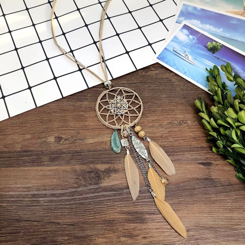 Long Bohemian Dream Catcher Tassel Necklace European and American Retro Fashion Pendant Ethnic Style Accessory for Women