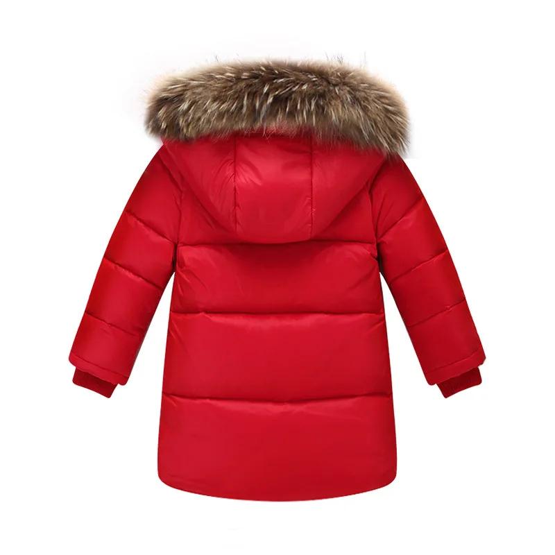 Nature Fur Winter Down Jacket for Boys Coats Girl Clothes Children's Clothing Thicken Outerwear Parka