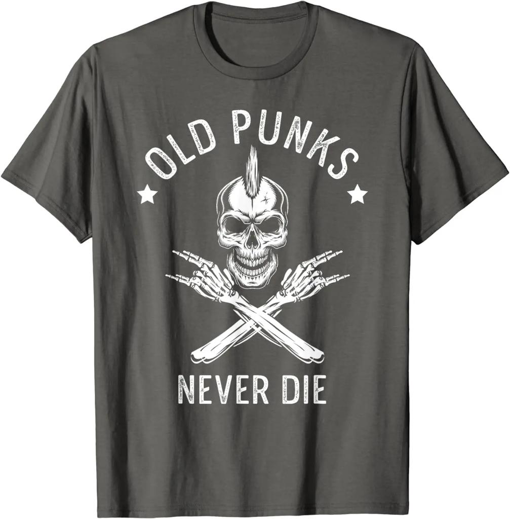 Old Punks Never Die Punker Rocker Subkultur Totenkopf Rocker T-Shirt