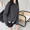 Unisex Round Neck Long Sleeve Loose Fit Sweatshirt Fleece Lined Casual Top