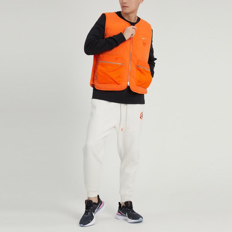 Nike Digital Print V-Neck Zippered Sleeveless Vest Men Vests Orange DV9494-819