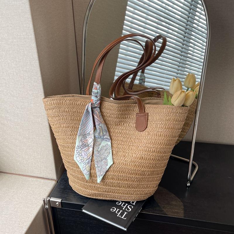 

Соломенная сумка женская новая праздничная пляжная соломенная сумка плетеная сумка-ведро большой вместимости сумка-тоут хаки