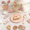Wooden Ice Cream Cart Dessert Stand Cake Set Playhouse Building Blocks Toy